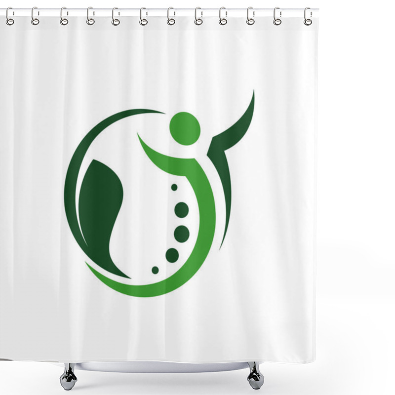 Personality  Simple Chiropractic Logo. Shilhouette Of Actve People And Spine. Shower Curtains