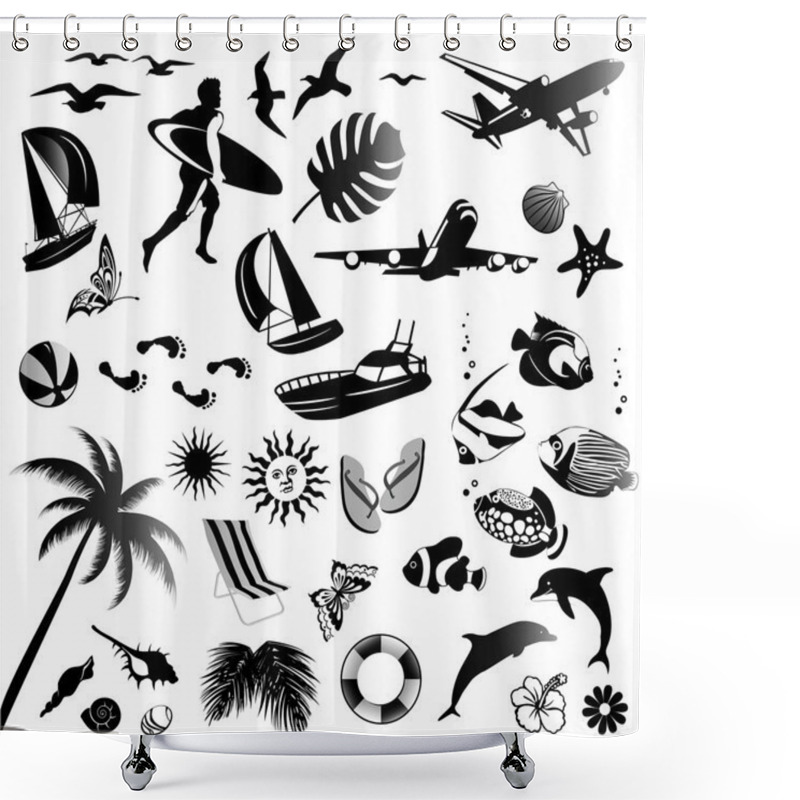 Personality  Set Of Vector Icons Of Summer Shower Curtains