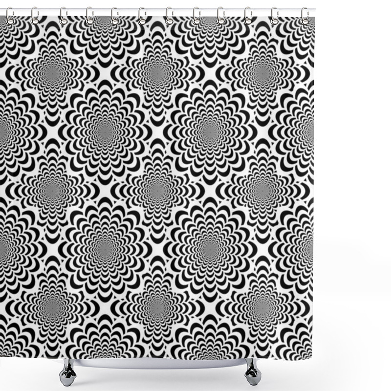 Personality  Design Seamless Monochrome Spiral Movement Pattern Shower Curtains