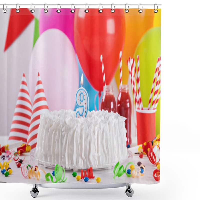 Personality  Birthday Cake And Decoration Shower Curtains