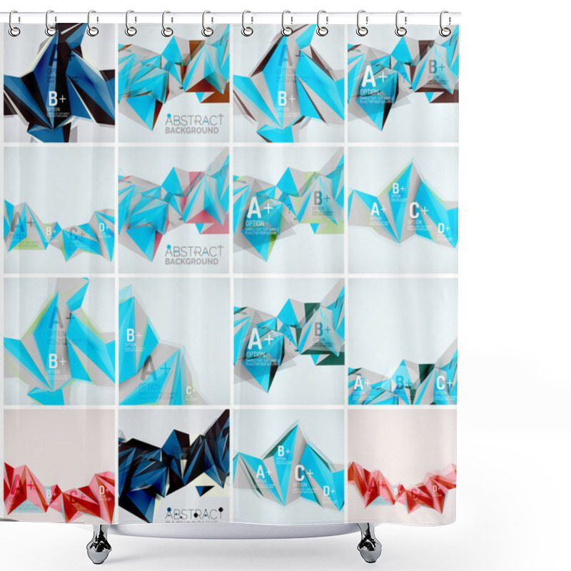 Personality  Set Of Triangle Geometric 3d Forms. Modern Info Banner Abstract Backgrounds Shower Curtains