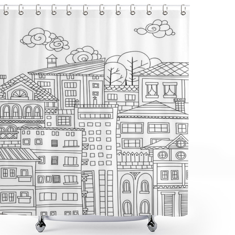 Personality  Doodle Town Shower Curtains