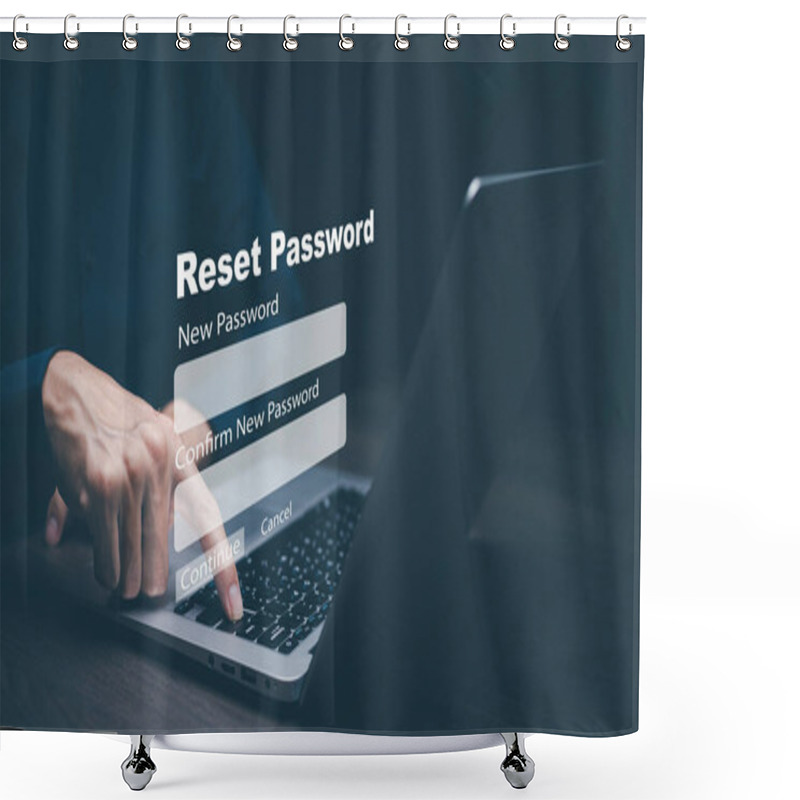 Personality  Security And Reset Password Login Online Concept  Hands Typing And Entering Username And Password Of Social Media, Log In With Smartphone To An Online Bank Account, Data Protection From Hacker Shower Curtains