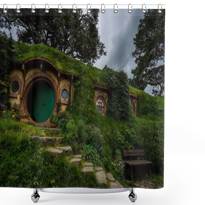 Personality  Hobbiton Movie Set For The Lord Of The Rings In Matamata, New Zealand Shower Curtains