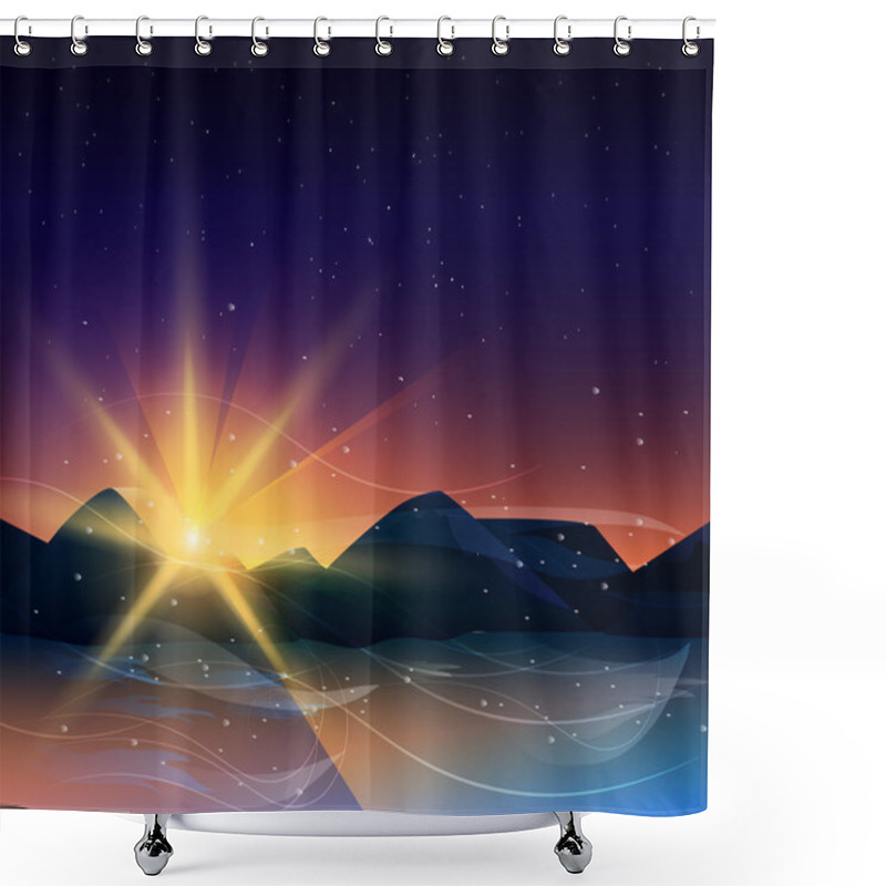 Personality  Mountains Visible Stars At Sunset Shower Curtains