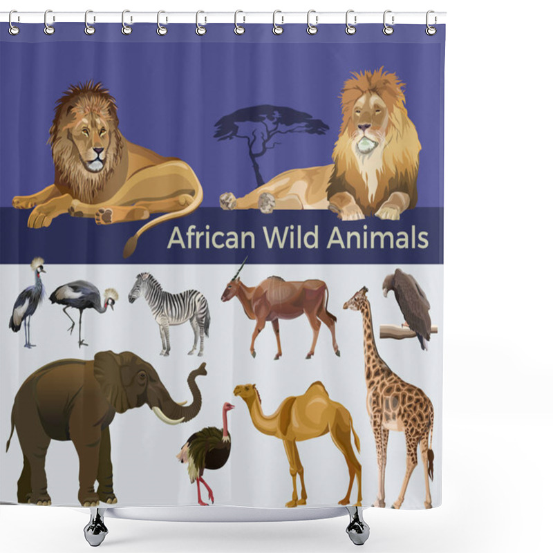 Personality  African Wildlife, Vector Image In Realistic Style Shower Curtains