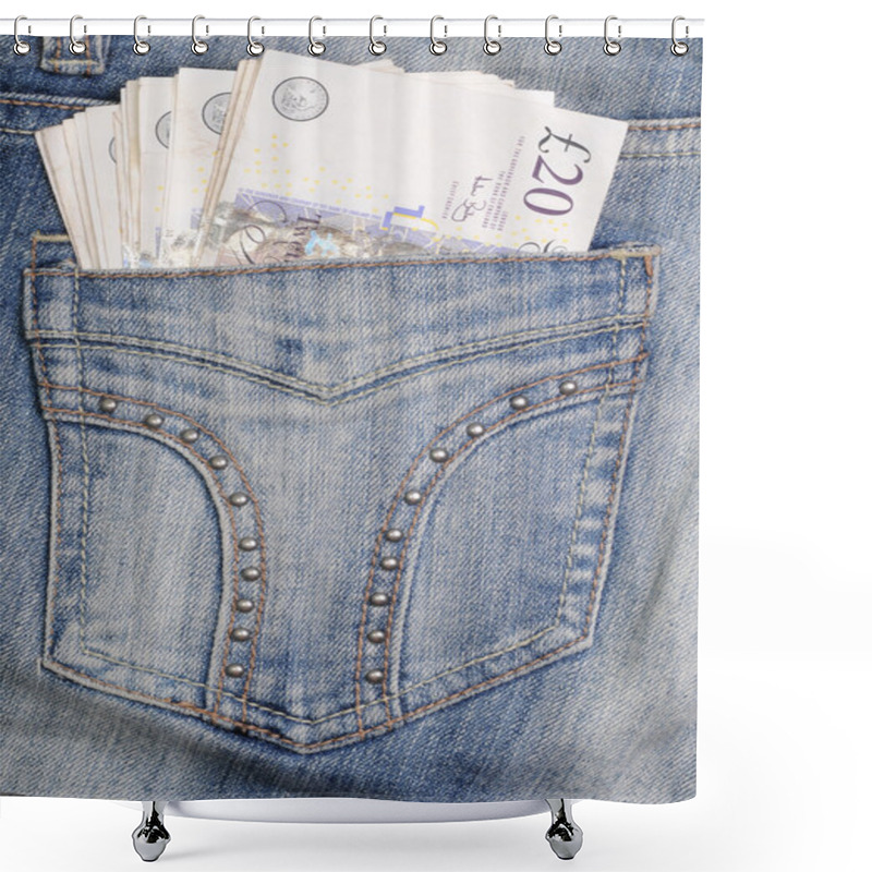 Personality  Jeans Hip Pocket With Pounds Shower Curtains