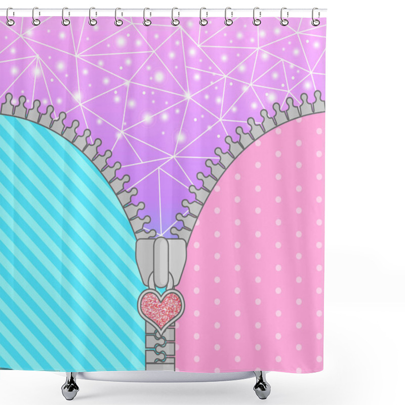 Personality  Cute Surprise Background With Open Zipper And Crystals. Birthday Congratulation Or Invitation Fashion Girls Party Shower Curtains