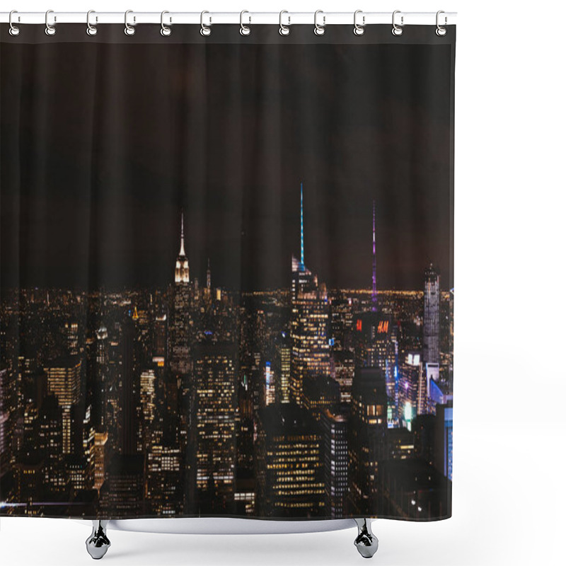 Personality  NEW YORK, USA - OCTOBER 8, 2018: Aerial View Of New York City At Night, Usa Shower Curtains