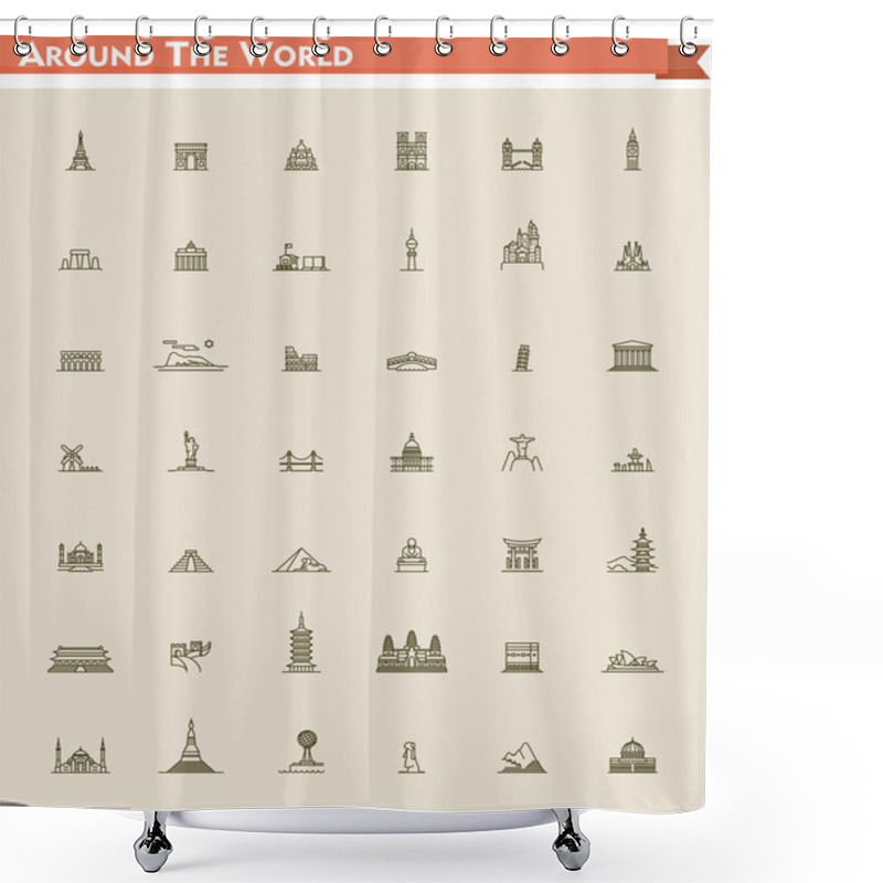 Personality  World Landmarks Set Shower Curtains