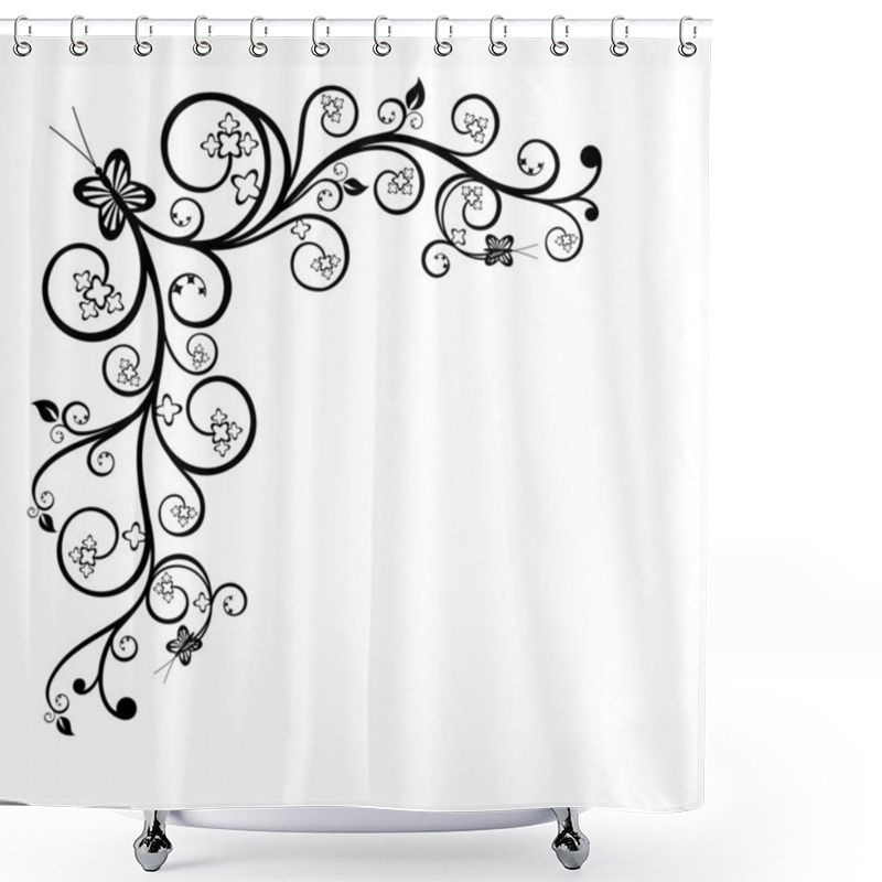 Personality  Floral Corner Design Element Shower Curtains