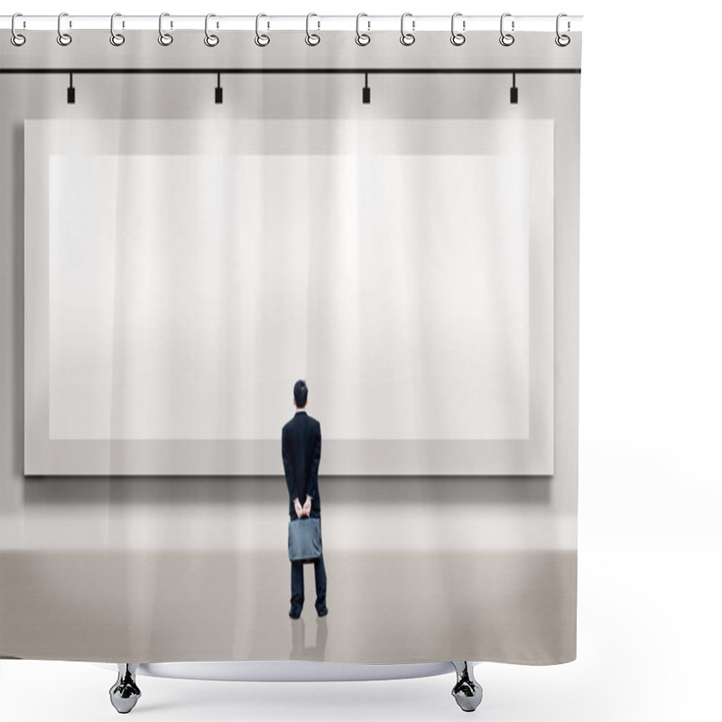 Personality  Businessman Looking At An Empty Billboard Shower Curtains