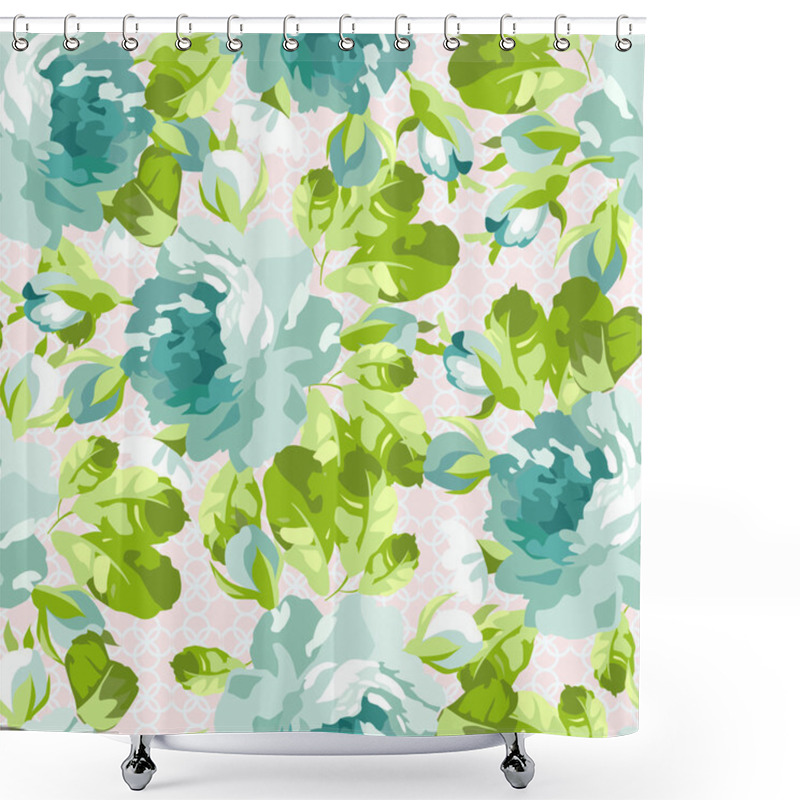 Personality  Floral Pattern With Blue Roses Shower Curtains