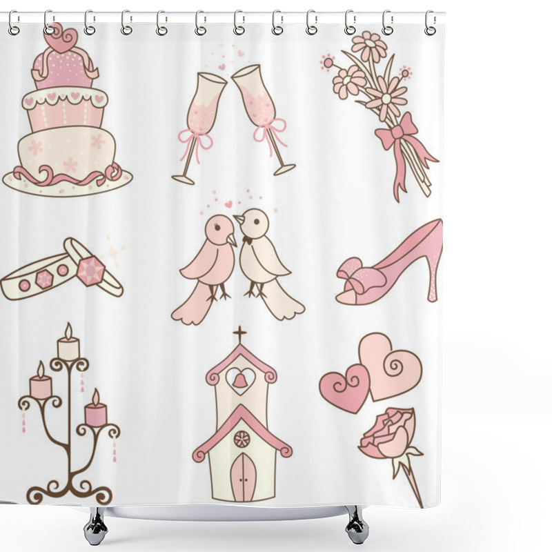 Personality  Wedding Icons Shower Curtains