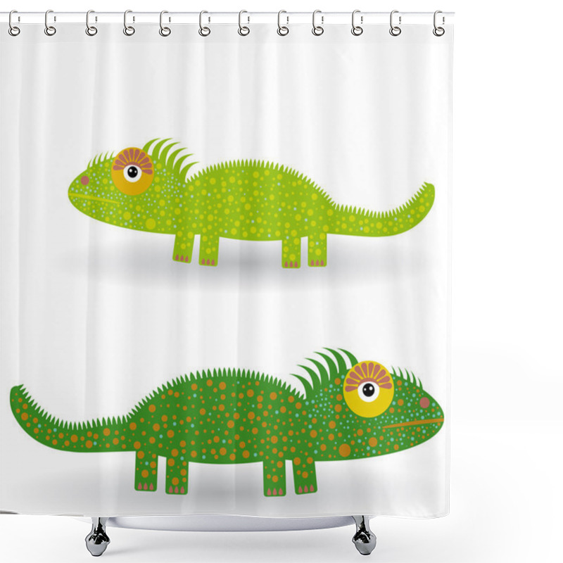 Personality  Funny Green Iguanas Shower Curtains