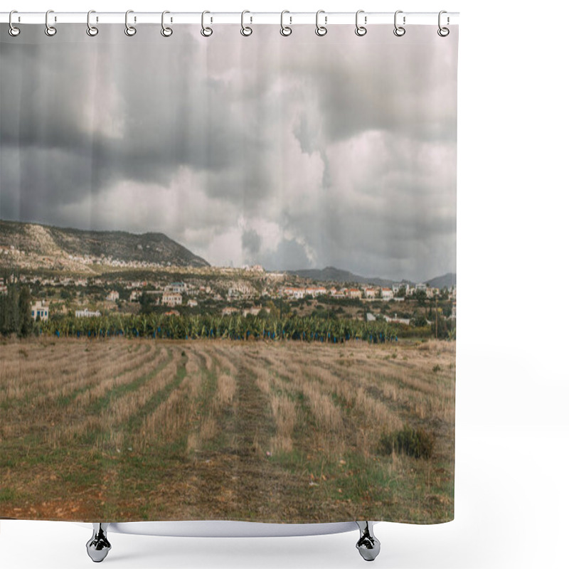 Personality  Scenic View Of Green Trees And Plants Near Houses Shower Curtains