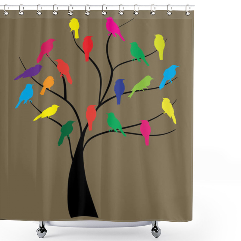 Personality  Birds In The Tree Shower Curtains