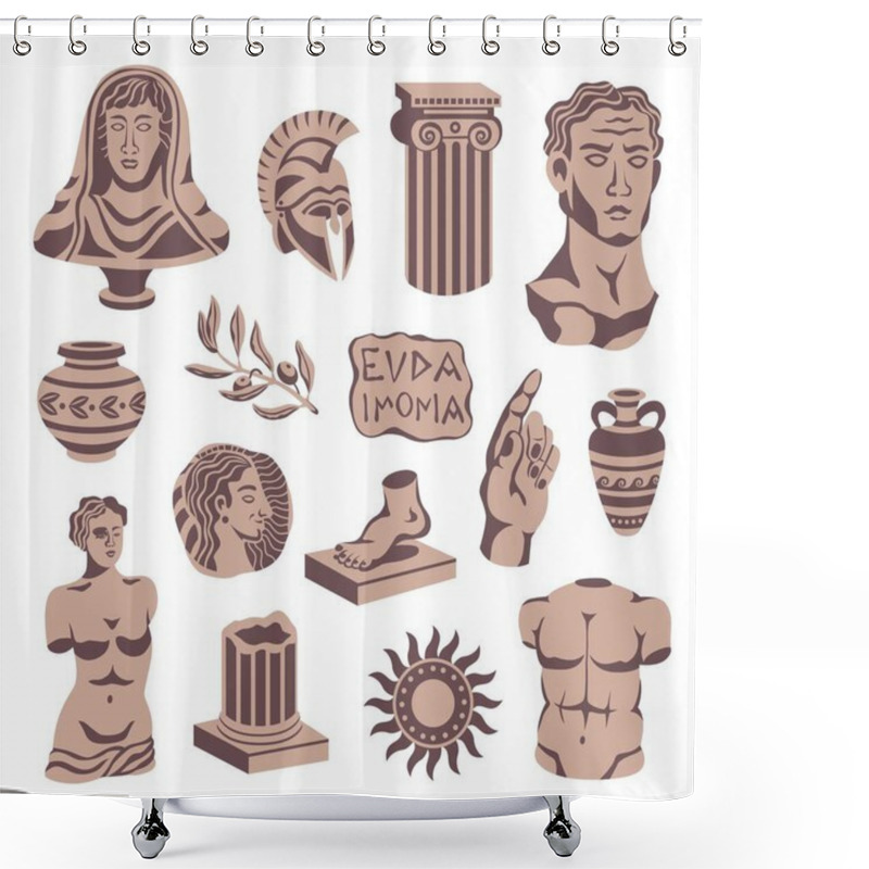 Personality  Antique Statues Icon Set Shower Curtains