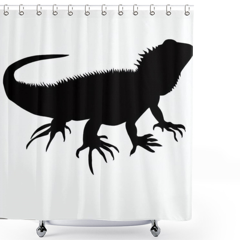 Personality  Vector Silhouette Of Lizard, Curious Lizard Illustration For Reptile And Nature Themes Shower Curtains