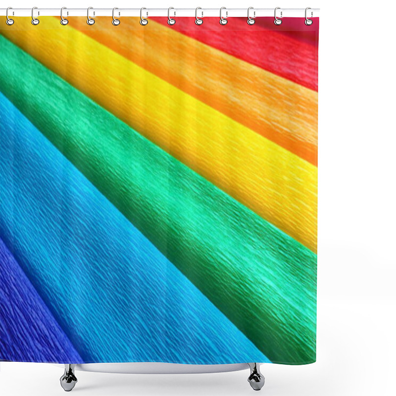 Personality  Pride Flag By Gilbert Baker. Symbol Of The Overall LGBTQ LGBTI Community. Crepe Paper Is Available In Pink, Red, Orange, Yellow, Crepe, Blue, Purple And Magenta. Colorful Background For Pride Events Shower Curtains