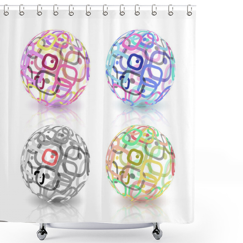 Personality  Set Of Abstract Globes Made From Retro Rectangles. Shower Curtains