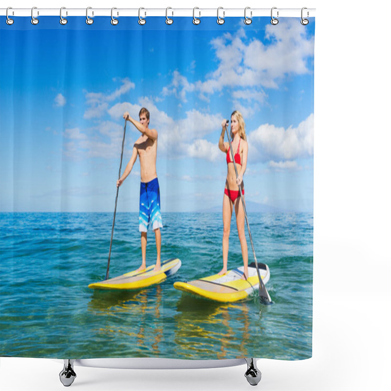 Personality  Couple On Stand Up Paddle Board Shower Curtains