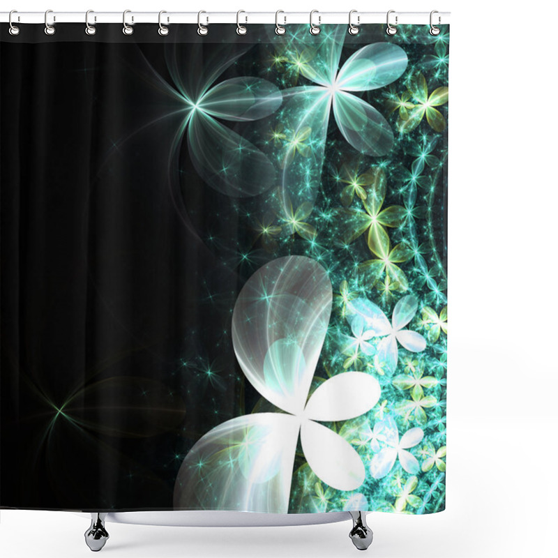 Personality  Dark Green Fractal Flowers, Digital Artwork For Creative Graphic Design Shower Curtains