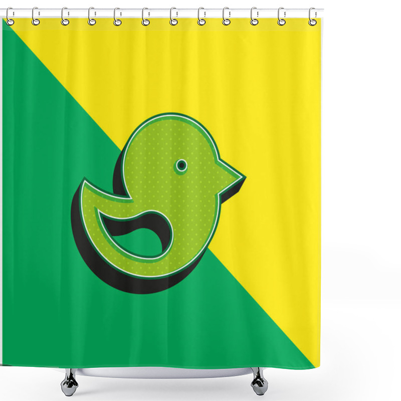 Personality  Bird Green And Yellow Modern 3d Vector Icon Logo Shower Curtains