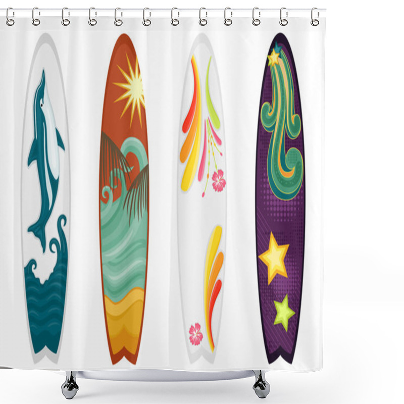 Personality  Surfboards Set Of Four Shower Curtains