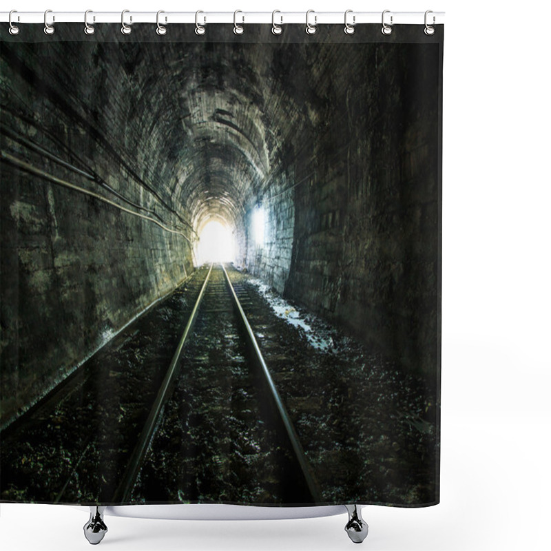 Personality  Light At The End Of Railroad Tunnel Shower Curtains