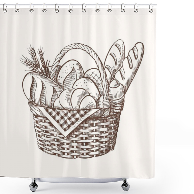 Personality  Vector Illustration - Bakery Basket Shower Curtains