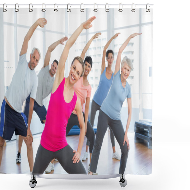 Personality  Class Stretching Hands At Yoga Class Shower Curtains