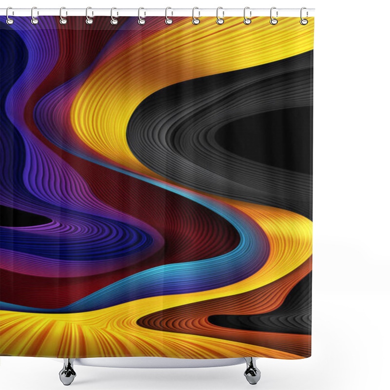 Personality  An Abstract Background Of 3D Wavy Stripes In Vector Art, Suitable For A Mobile Screen, Phone Desktop, Landing Page, UI/UX, And Wallpaper. Shower Curtains