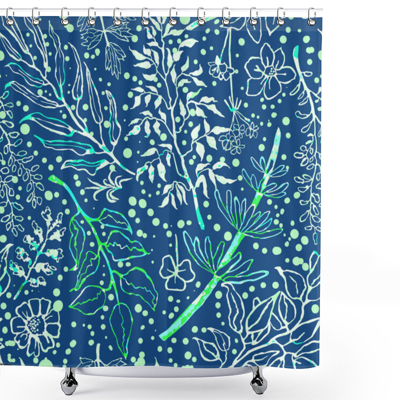 Personality  Seamless Pattern With Herbs, Plants Shower Curtains