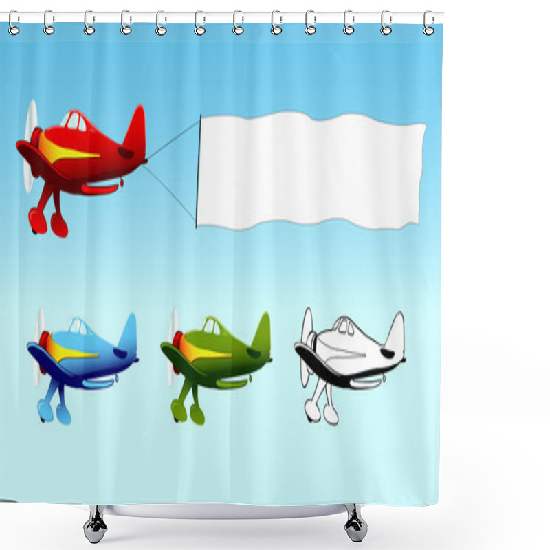 Personality  Plane With Blank Sky Banner, Aerial Advertising Shower Curtains