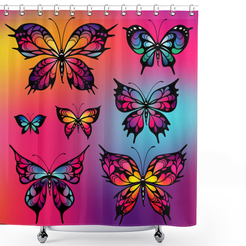 Personality  Set Of Fantasy Butterflies Shower Curtains