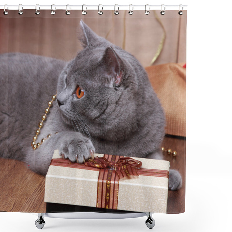 Personality  Image Of British Cat With Yellow Eyes Shower Curtains