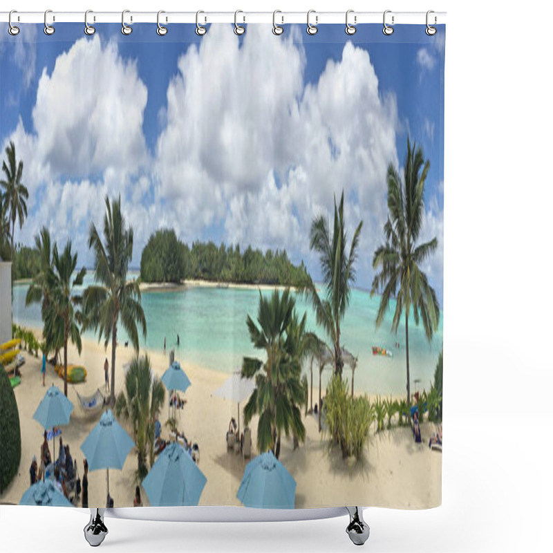 Personality  Panoramic  Aerial Landscape View Of In Rarotonga Cook Islands Shower Curtains