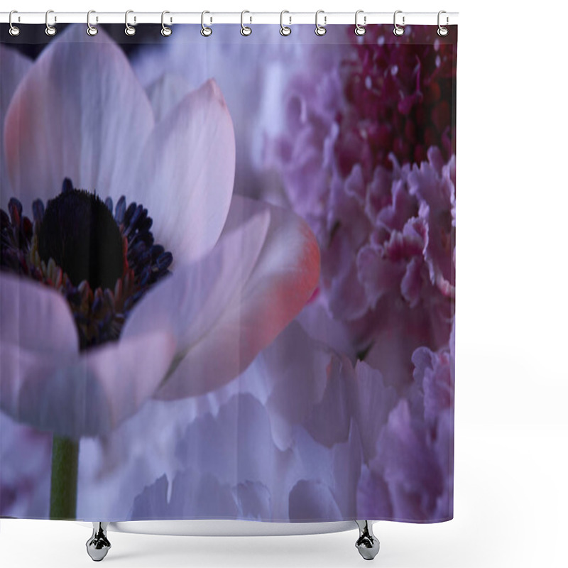 Personality  Close Up Of White Flowers With Petals And Stamens Shower Curtains