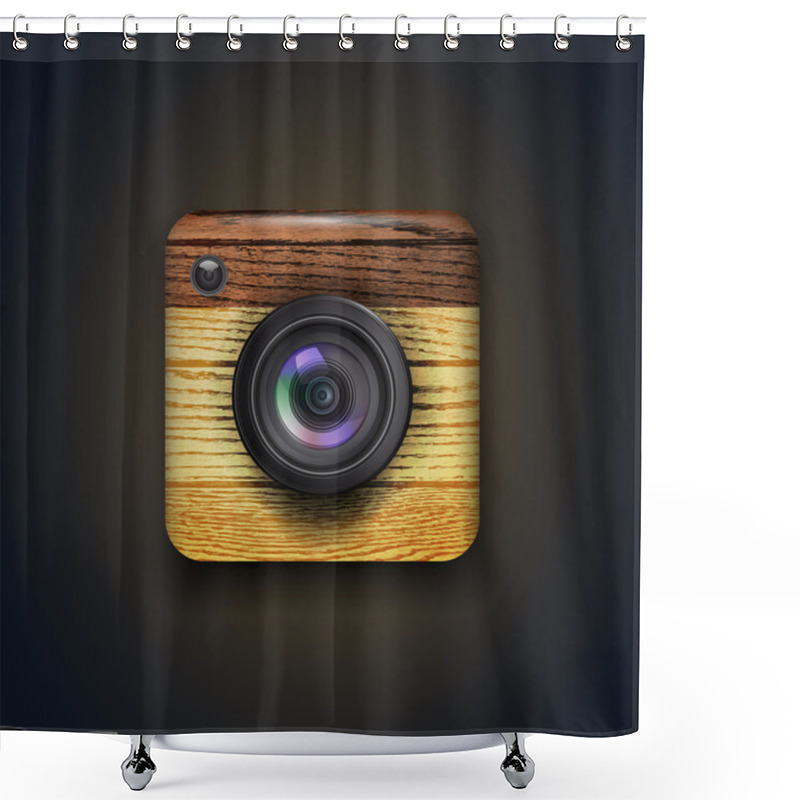 Personality  Photo Camera Icon. Vector Illustration  Shower Curtains