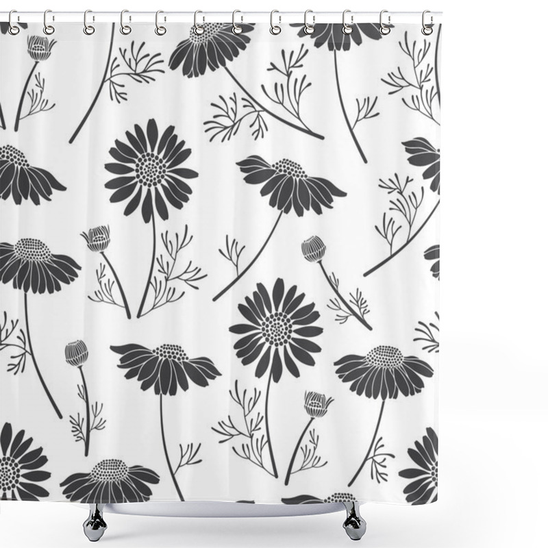 Personality  Hand-drawn Pattern With Chamomiles Shower Curtains