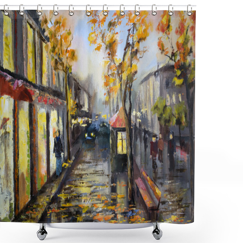 Personality  Illustration Of City Street.  Shower Curtains