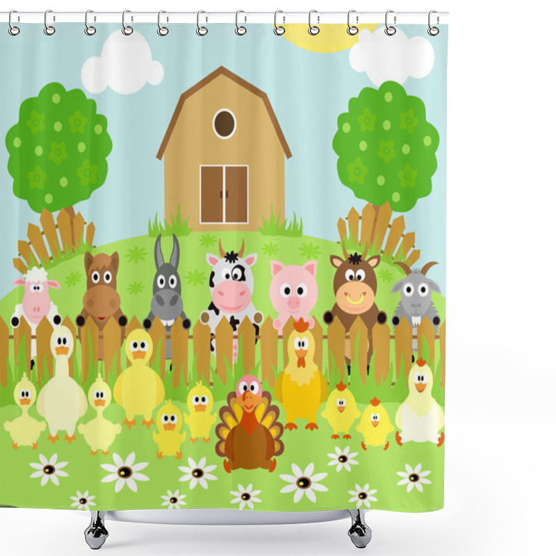 Personality  Farm Background With Animals Shower Curtains