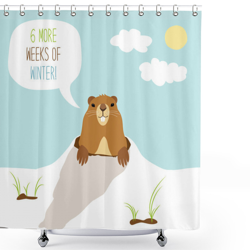 Personality  Cute Groundhog Day Card Shower Curtains