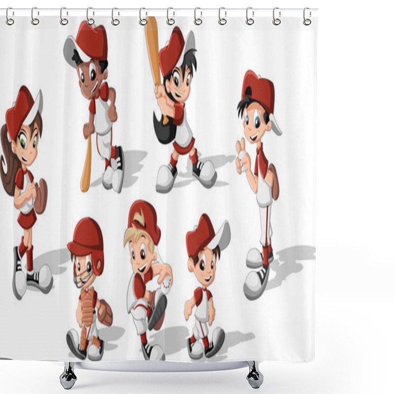 Personality  Children Wearing Baseball Uniform Shower Curtains