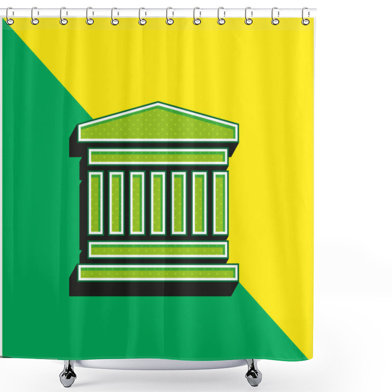 Personality  Bank Green And Yellow Modern 3d Vector Icon Logo Shower Curtains