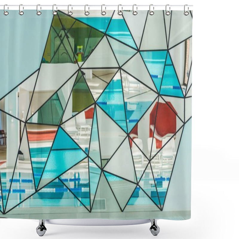 Personality  Wall Of Mirrors At Modern Spa Center Shower Curtains