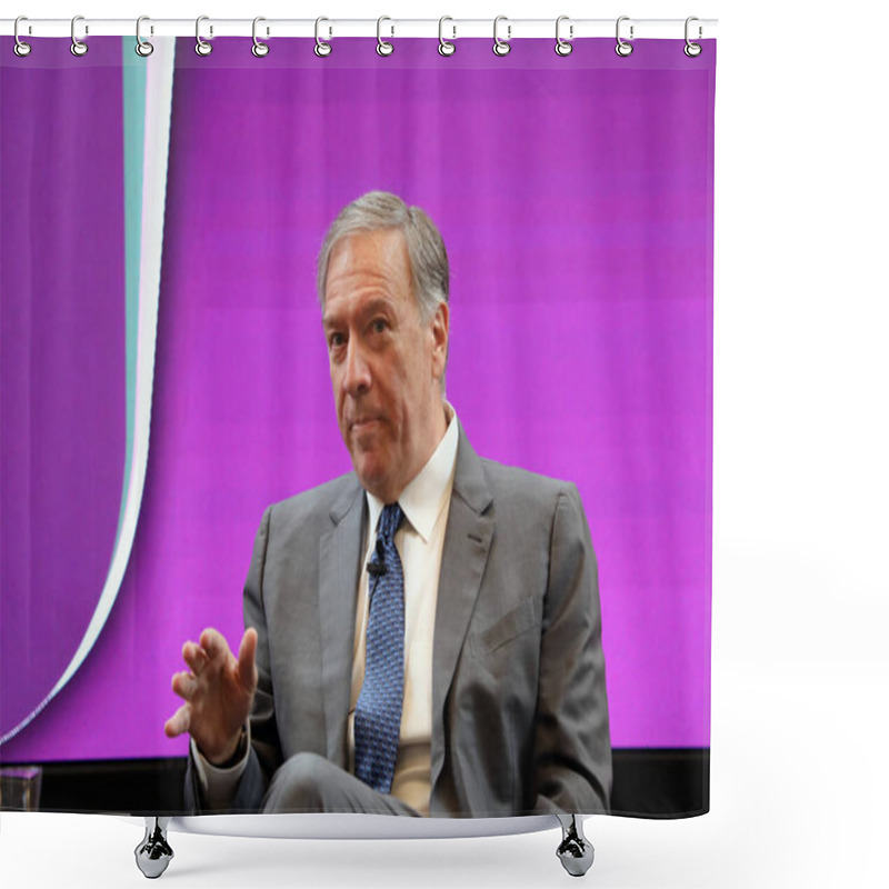 Personality  London, UK  June 10, 2024. Former US Secretary Of State Mike Pompeo At RUSI, London, UK Shower Curtains