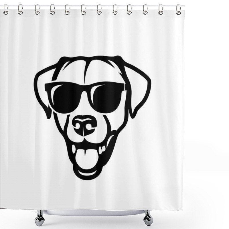 Personality  Labrador Retriever Dog Face Wearing Sunglasses Isolated Outlined Vector Illustration Shower Curtains