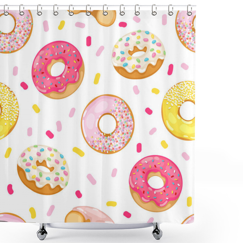 Personality  Donuts Vector Seamless Pattern Shower Curtains